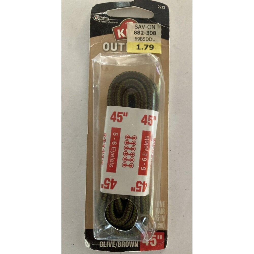 KIWI Outdoor Shoe Boot Laces 45" Round Olive Brown Hiking Work Boot Laces